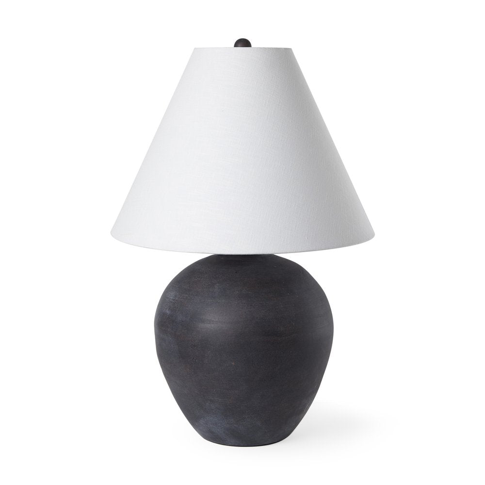 28" Black Novelty Bedside Lamp With Drum Shade
