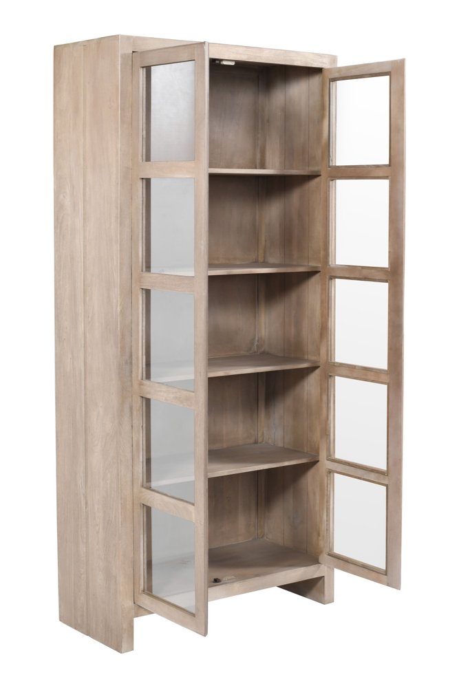 91" Ivory Distressed Solid Wood Frame Accent Cabinet With Two Doors