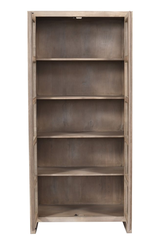 91" Ivory Distressed Solid Wood Frame Accent Cabinet With Two Doors