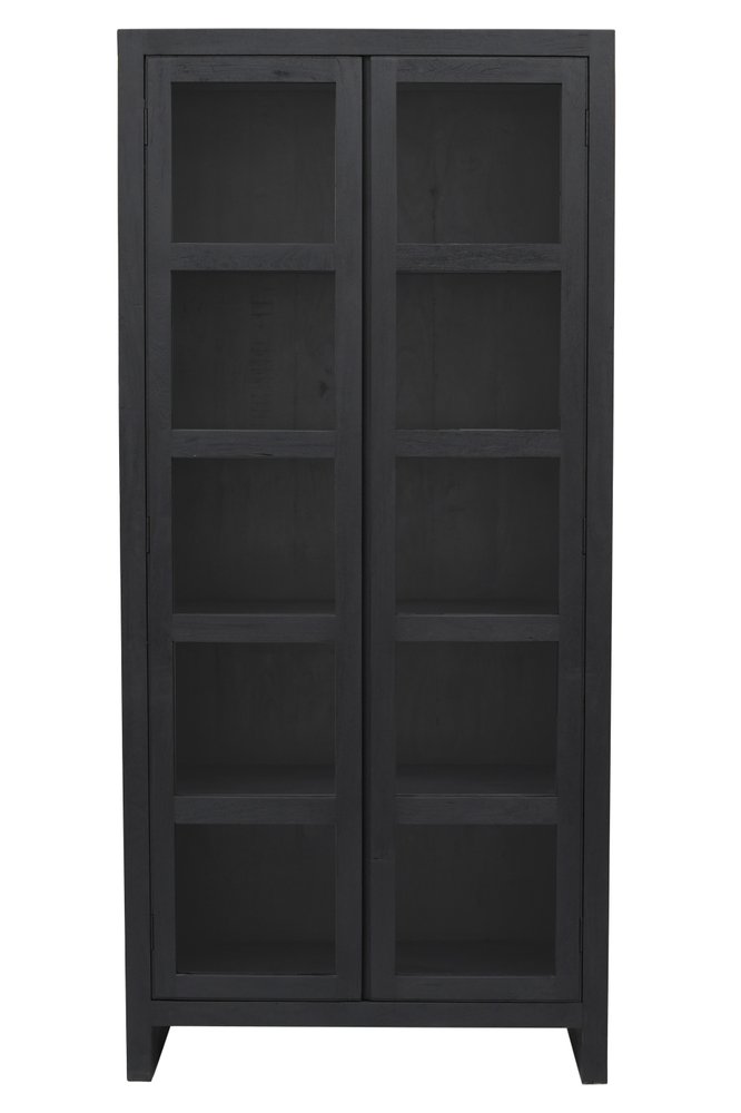 91" Graphite Distressed Solid Wood Frame Accent Cabinet With Two Doors