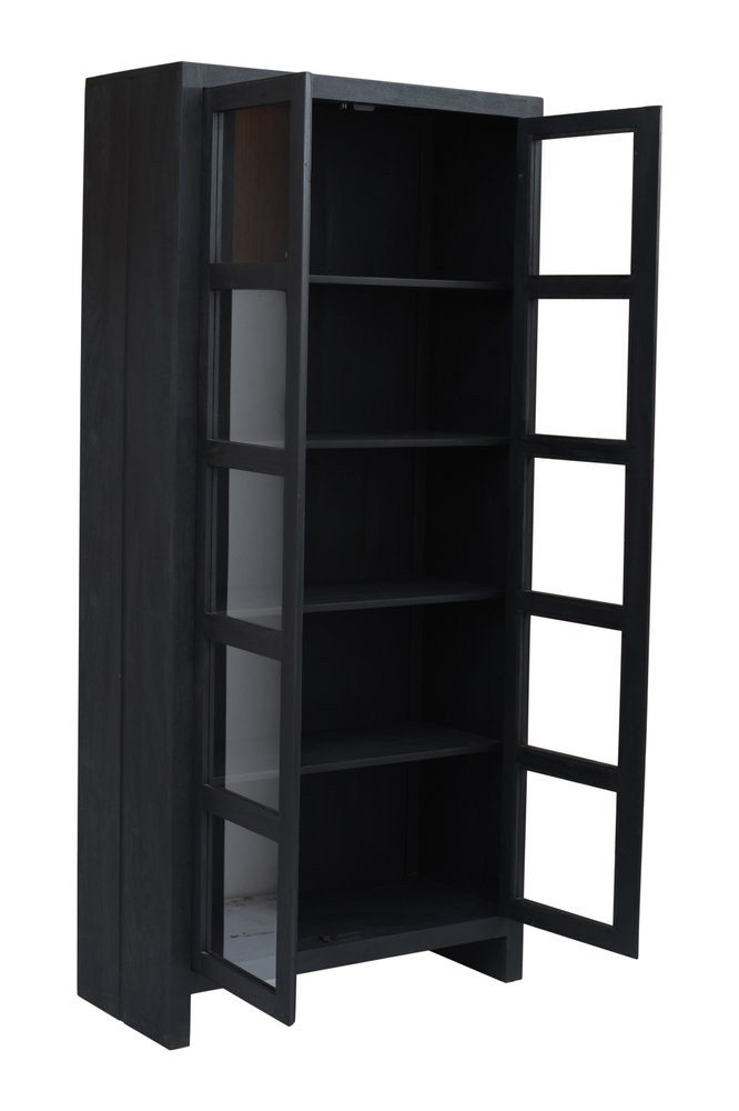 91" Graphite Distressed Solid Wood Frame Accent Cabinet With Two Doors