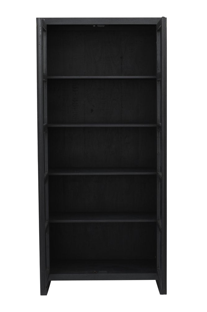 91" Graphite Distressed Solid Wood Frame Accent Cabinet With Two Doors