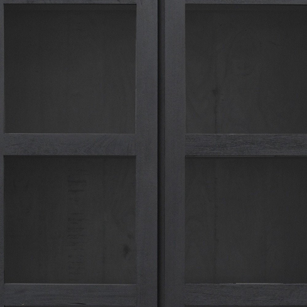 91" Graphite Distressed Solid Wood Frame Accent Cabinet With Two Doors