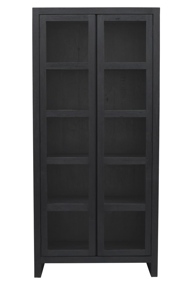 91" Graphite Distressed Solid Wood Frame Accent Cabinet With Two Doors