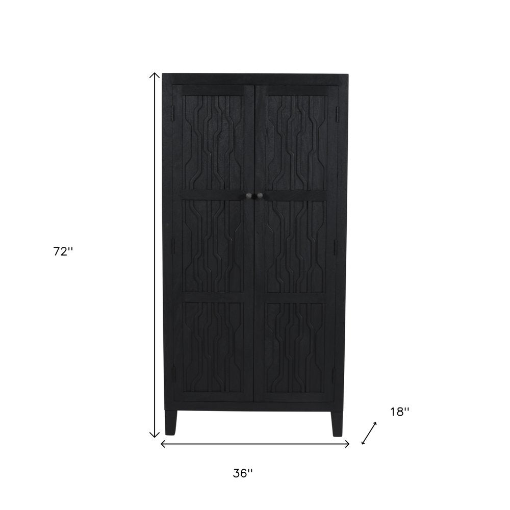 36" Graphite Solid Wood Accent Cabinet With Two Doors