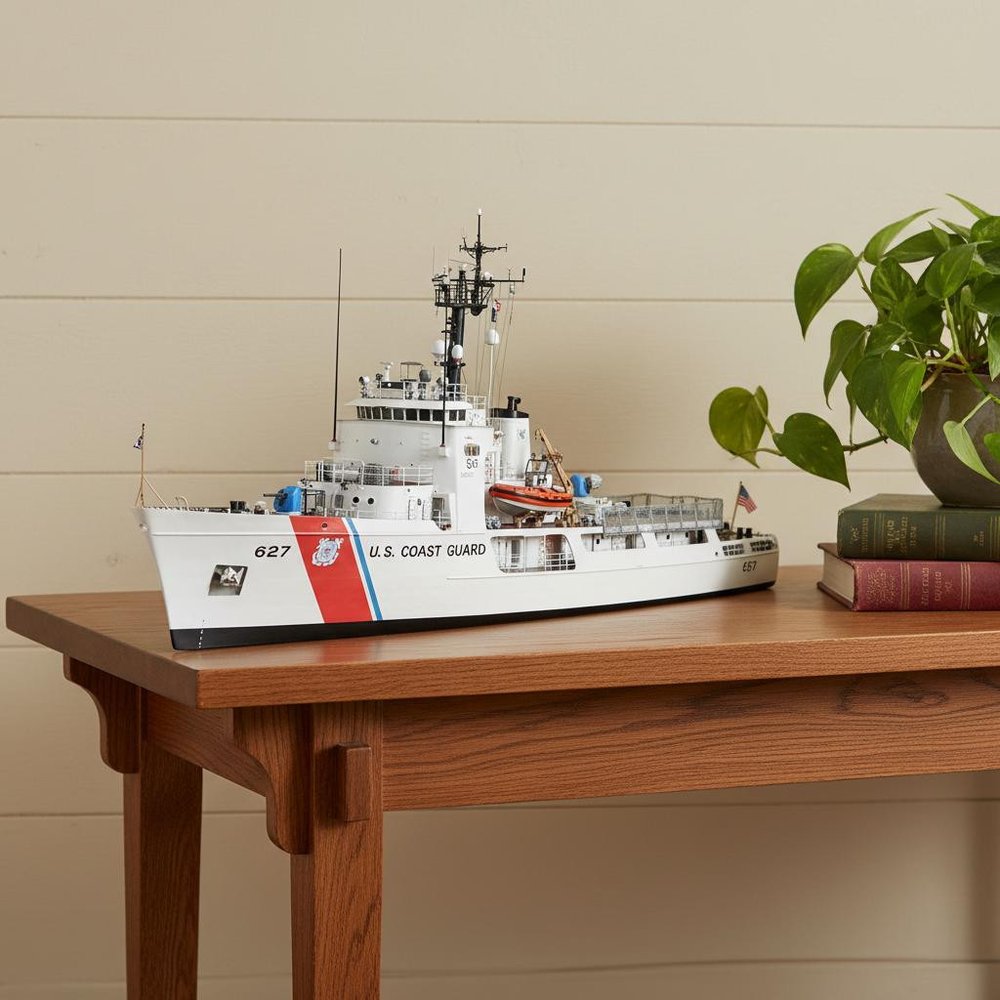 10" Unfinished Wood Hand Painted Model Boat