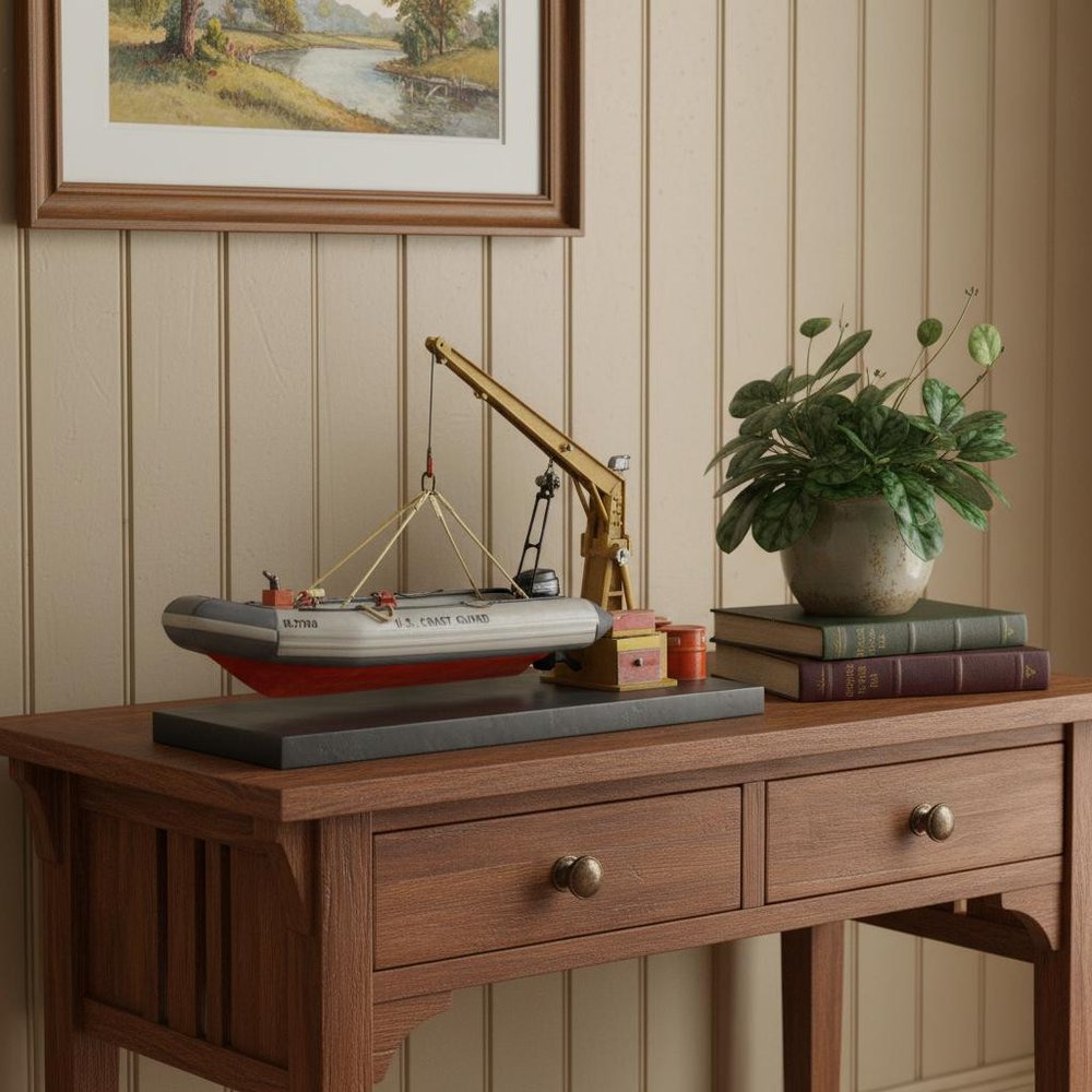 10" Unfinished Wood Hand Painted Model Boat