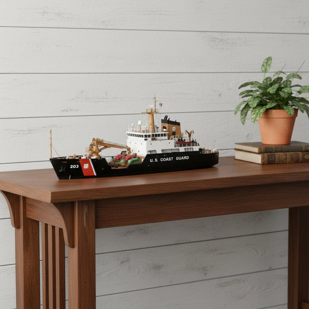 10" Unfinished Wood Hand Painted Model Boat