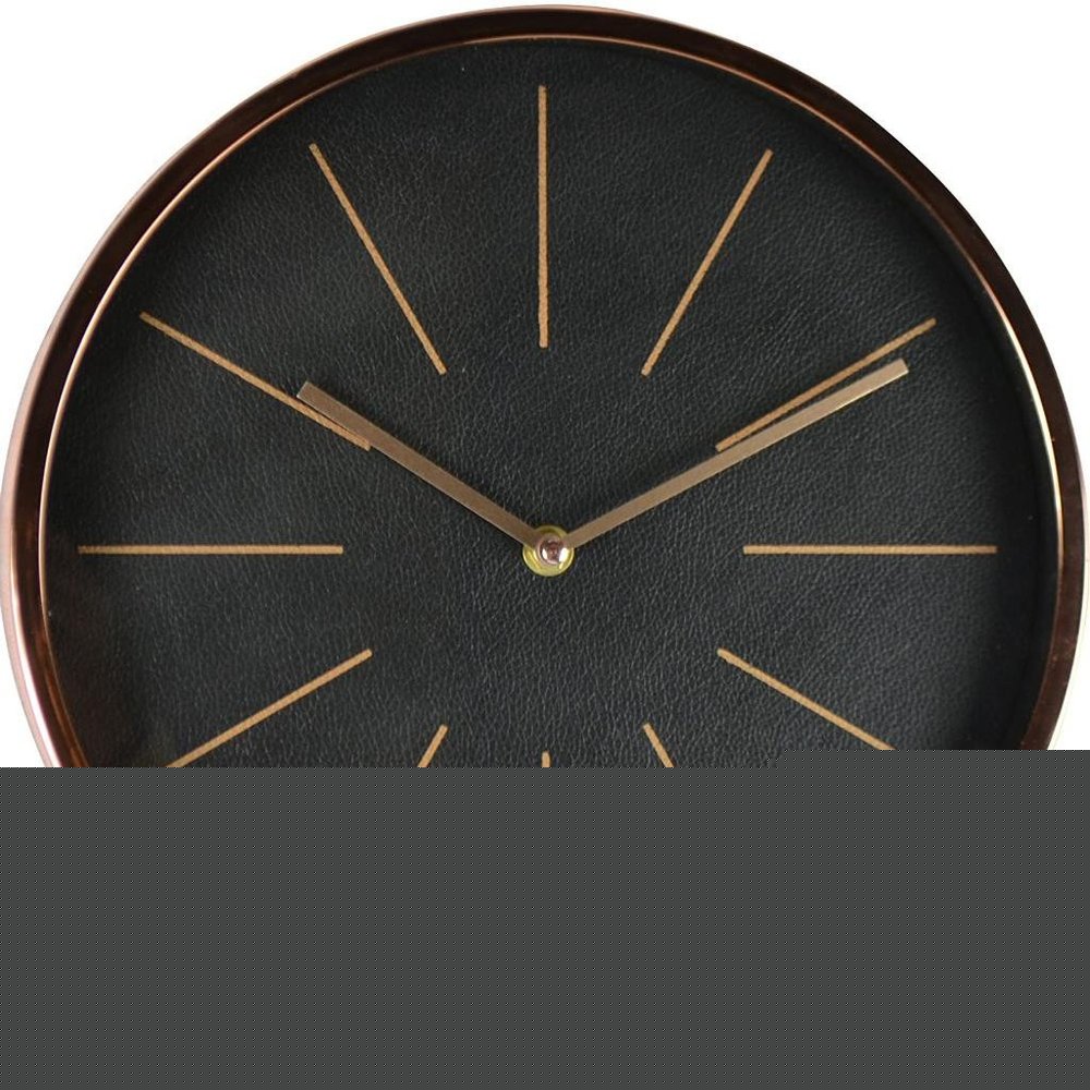 12" Black And Rose Gold Heavy Duty Plastic Silent Analog Round Wall Clock