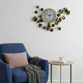 27" Gold Silver And White Metal Silent Analog Floral Novelty Wall Clock
