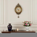15" Gold And Silver Resin Silent Pendulum Ornate Round Wall Clock