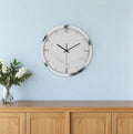 16" White And Black Heavy Duty Plastic Silent Analog Marble Round Wall Clock