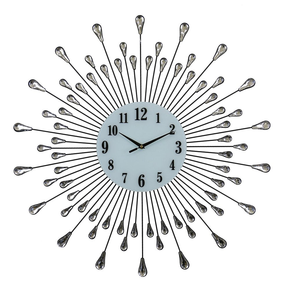 27" Silver And White Metal Silent Analog Round Wall Clock