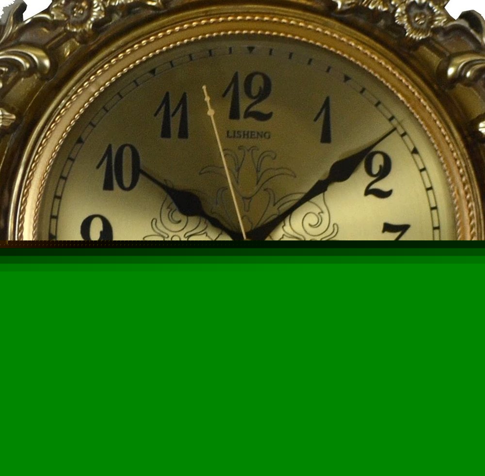 17" Gold And Black Resin Silent Pendulum Ornate Round Wall Clock