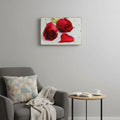 24" Red White And Gold Solid Wood and Acrylic Silent Roses Floral Wall Clock