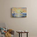 24" Yellow Blue And Orange Solid Wood Silent Analog Wall Clock