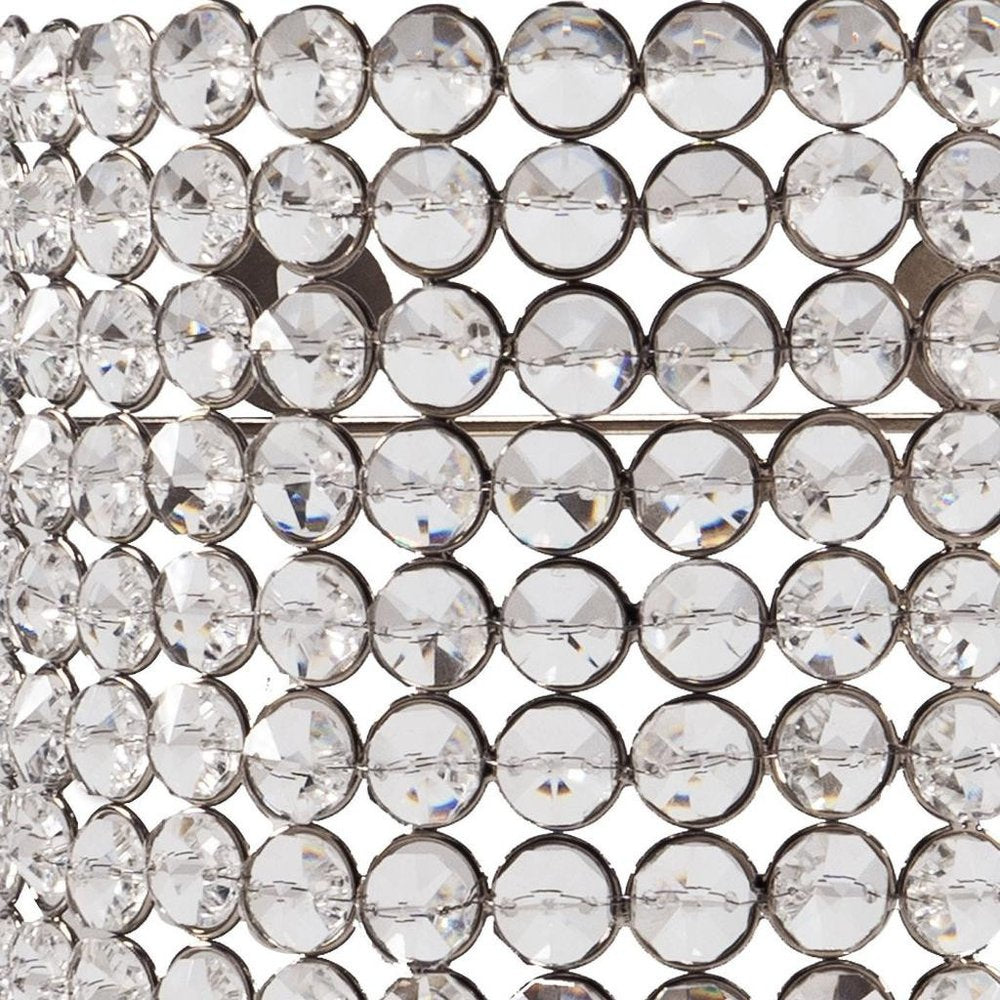 8" Clear And Silver Bejeweled Crystal Wall Sconce Candle Holder