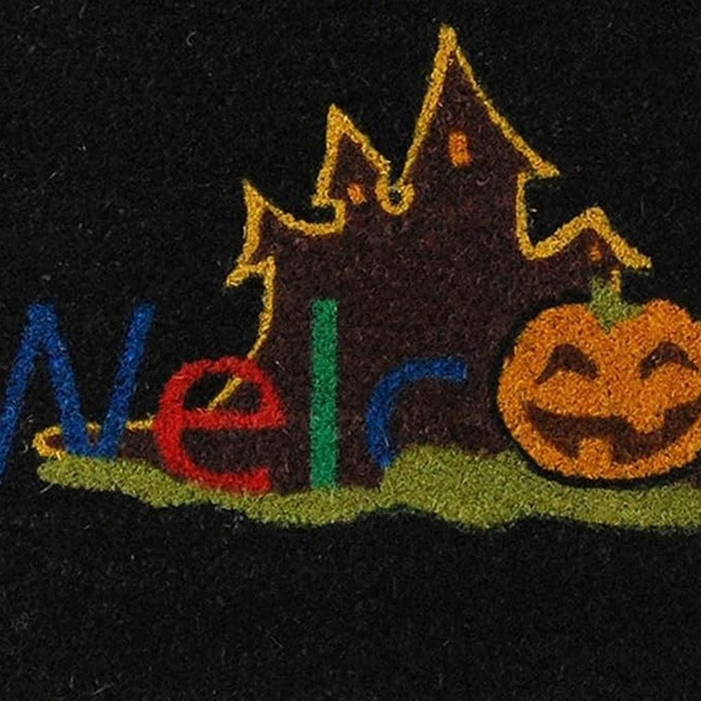 17" X 29" Black And Orange Coir Welcome Outdoor Halloween Door Mat