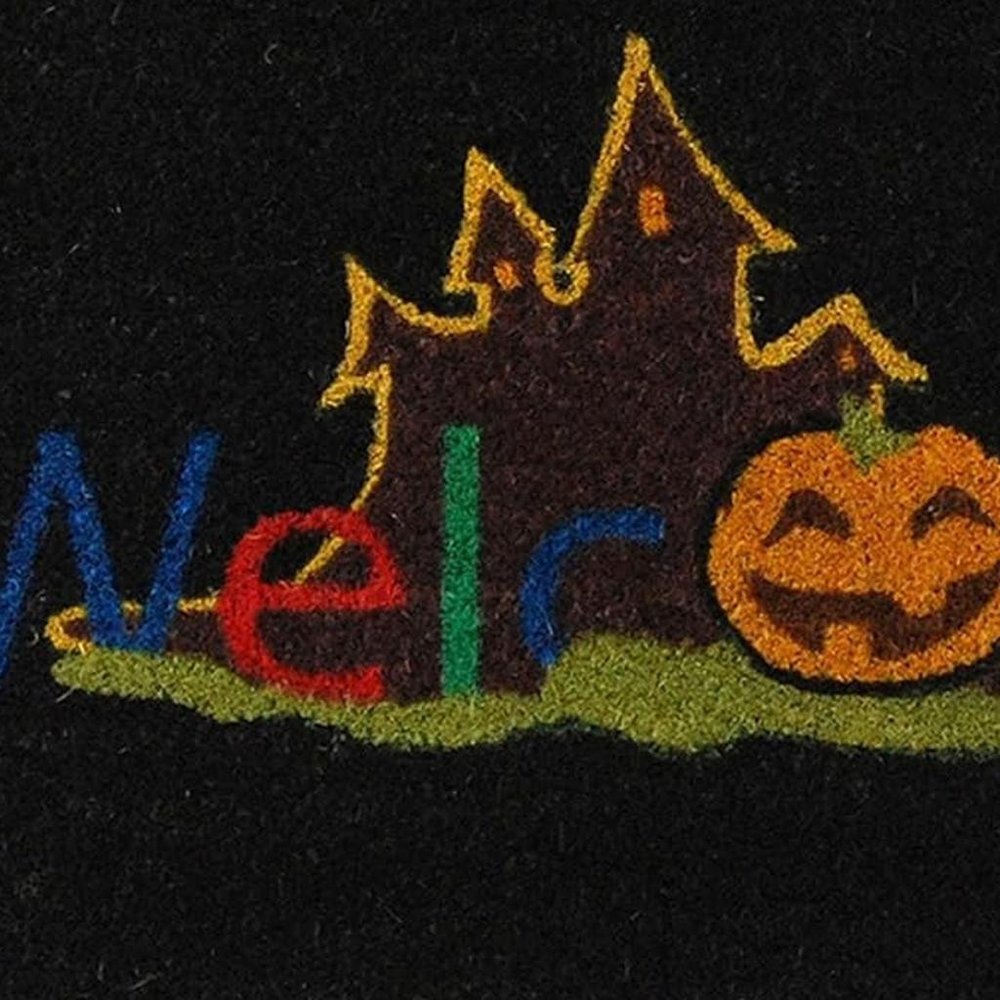 17" X 29" Black And Orange Coir Welcome Outdoor Halloween Door Mat