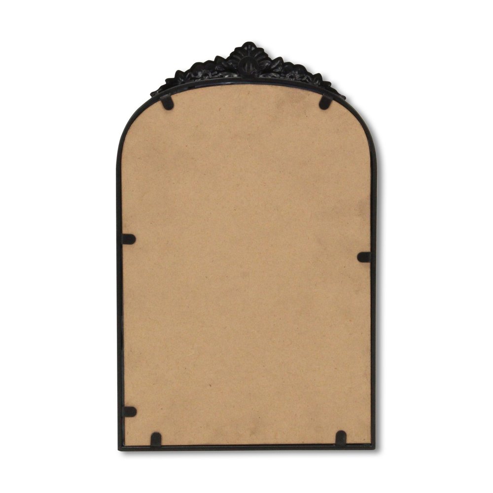 16" Black Metal Arch Accent Mirror