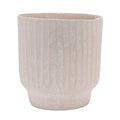 8" Beige Recycled Paper Textured Lines Urn Table Vase