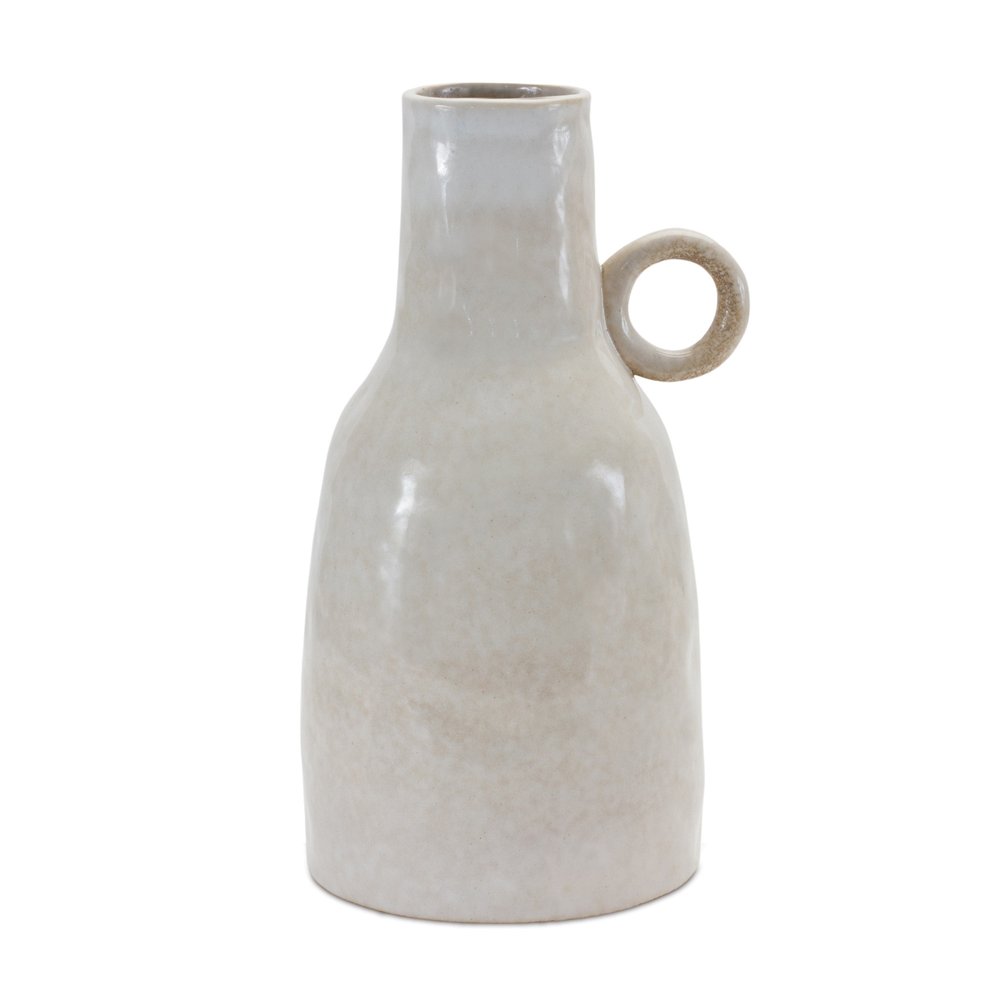 11" Gray And White Ceramic Round Table Vase