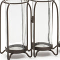 8" Black And Clear Glass And Metal Triple Test Tube Table Vase