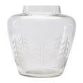 7" Clear Etched Leaf Glass Urn Table Vase