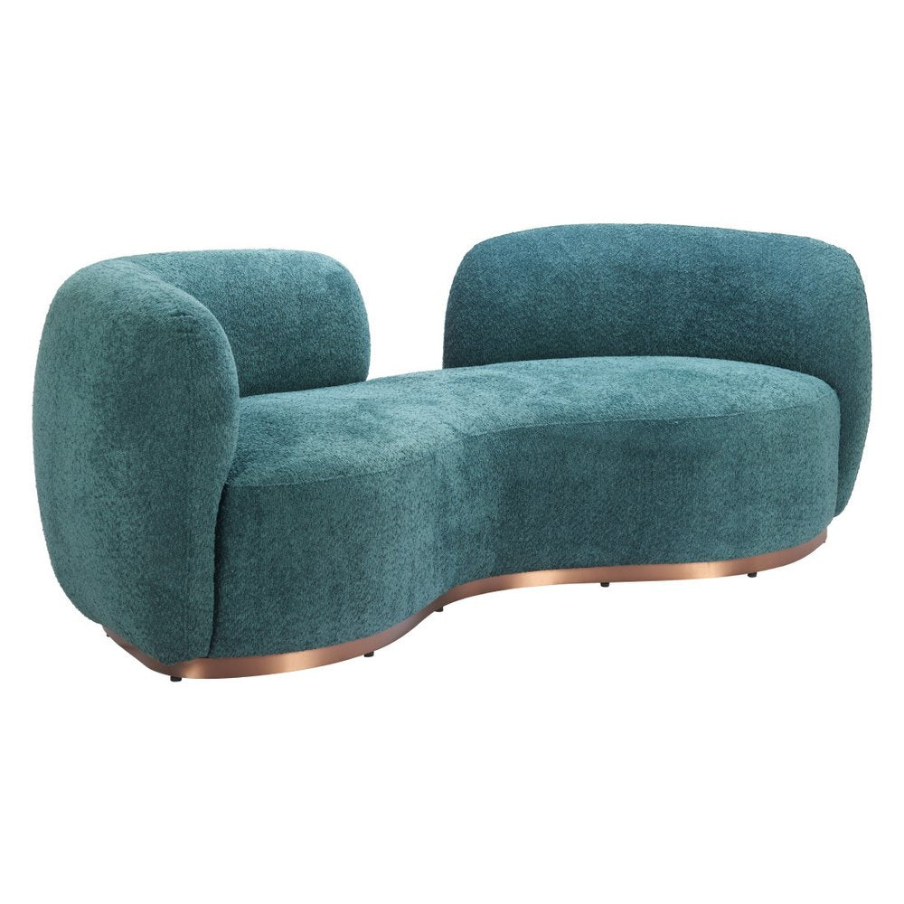 87" Teal Blue Sofa With Legs