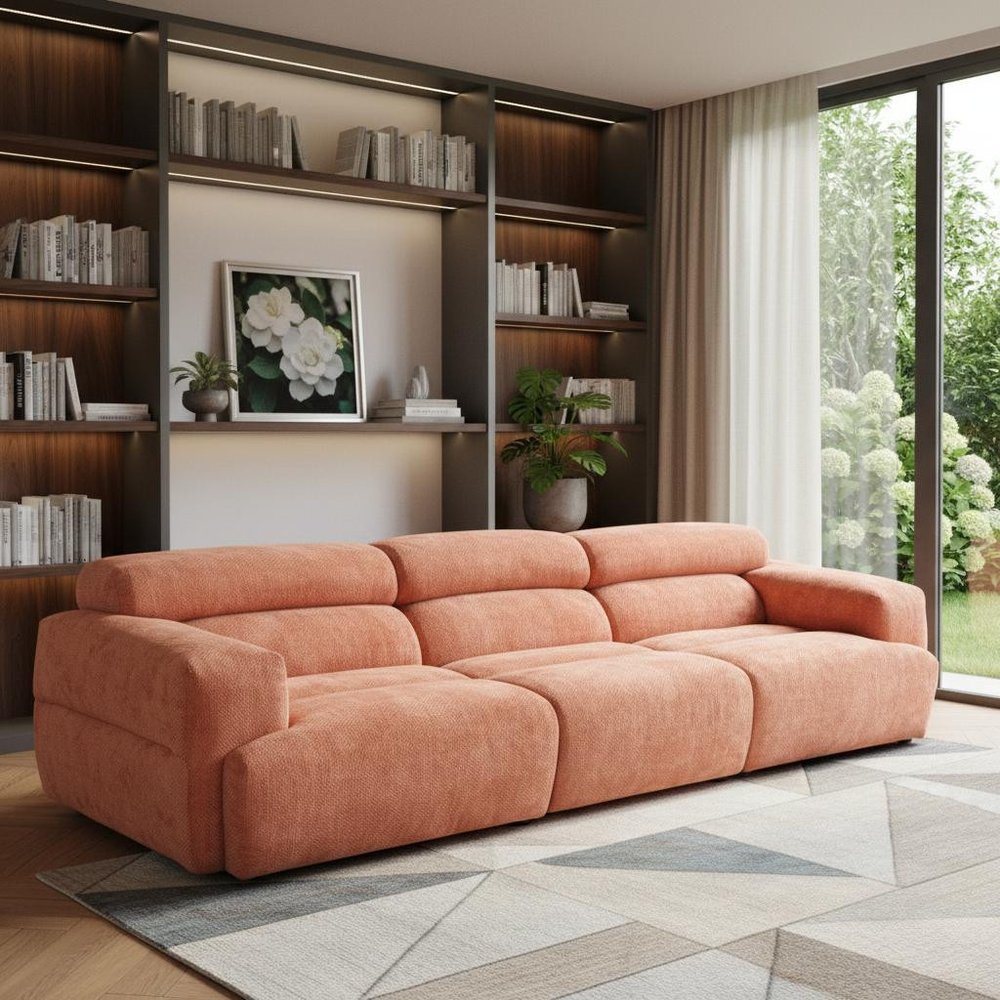 108" Orange Upholstered Universal Sofa