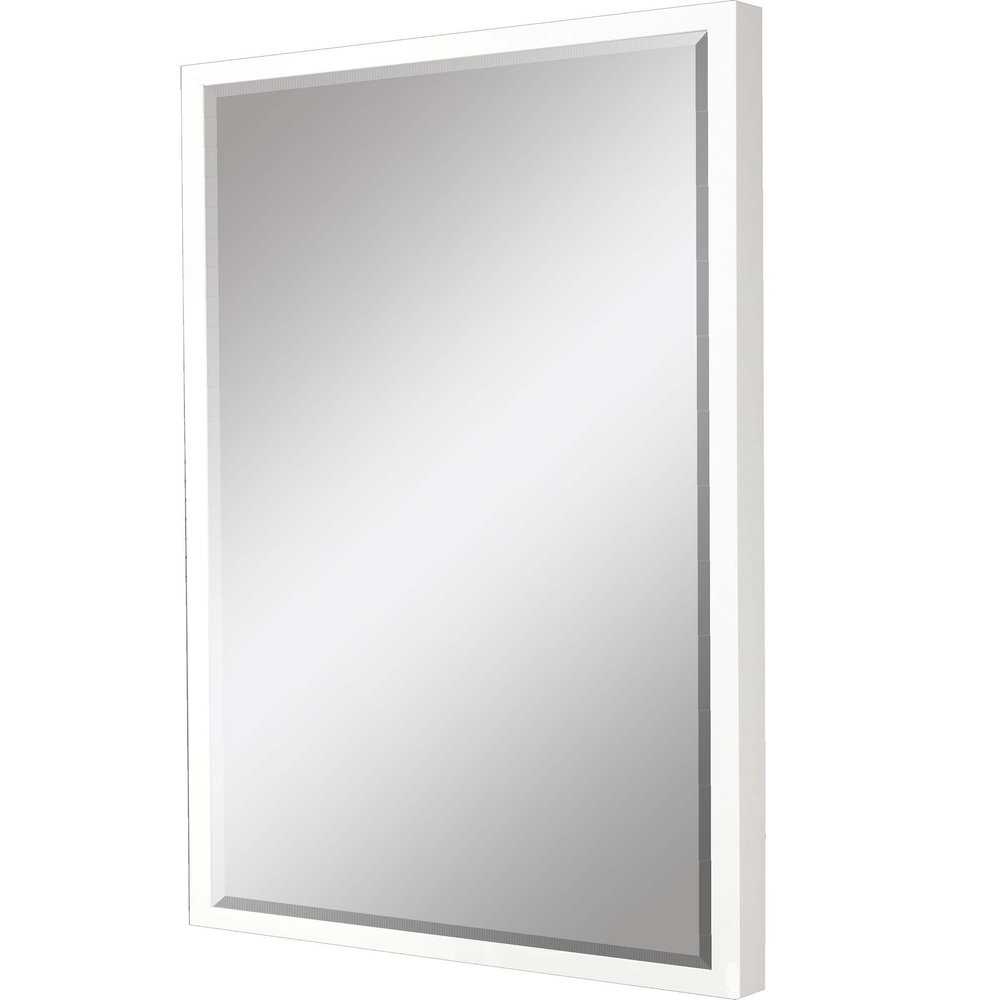 38" White Solid Wood Framed Accent Mirror