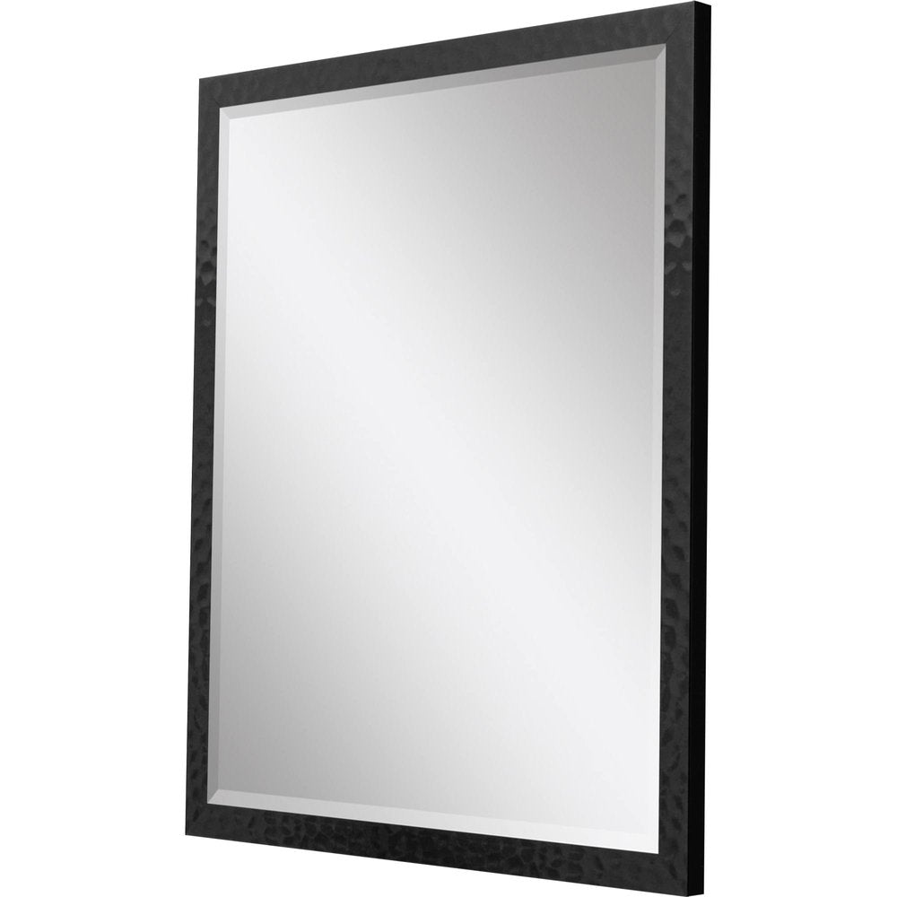 32" Black Hammered Geometric Framed Accent Mirror