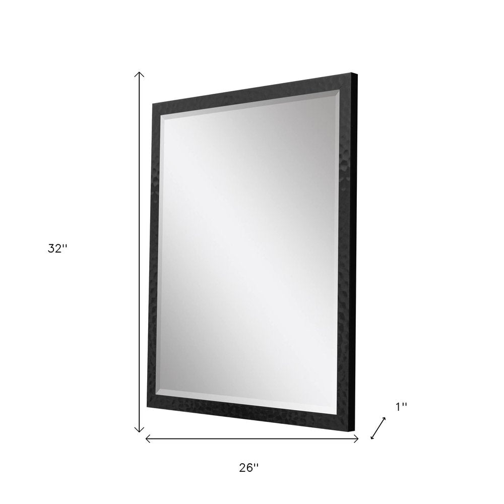 32" Black Hammered Geometric Framed Accent Mirror