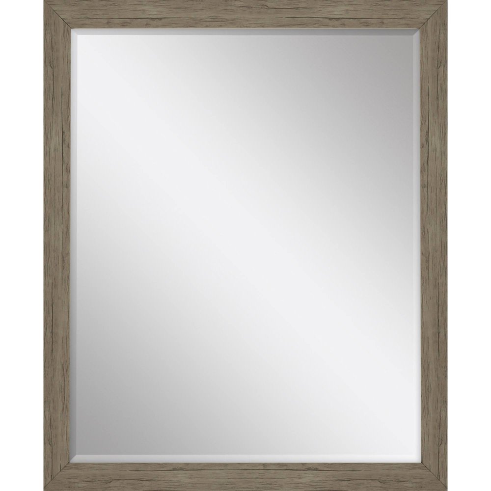31" Light Brown Framed Accent Mirror