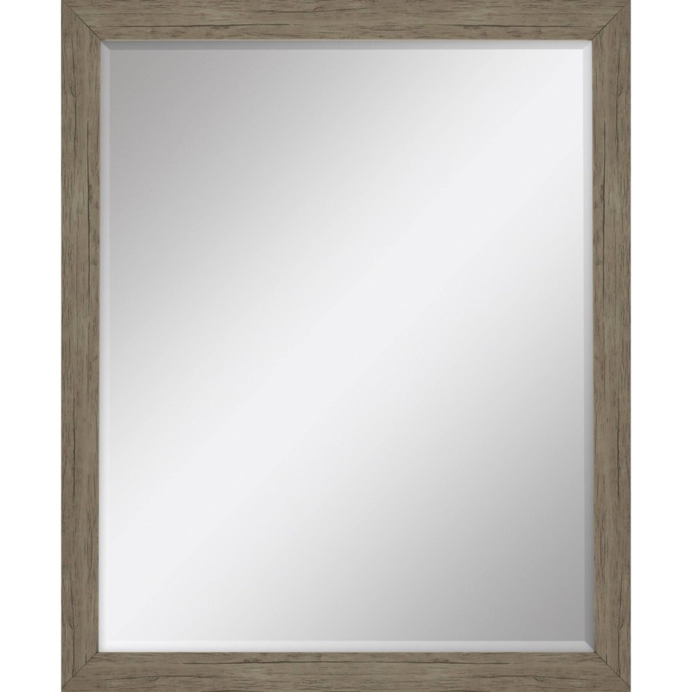 33" Light Brown Framed Accent Mirror