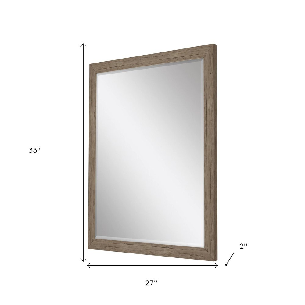 33" Light Brown Framed Accent Mirror