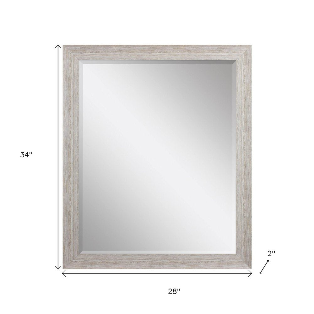 34" White Distressed Wood Framed Accent Mirror