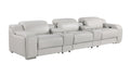 129" Light Gray Italian Leather Reclining USB Sofa