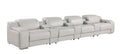169" Light Gray Italian Leather Reclining USB Sofa