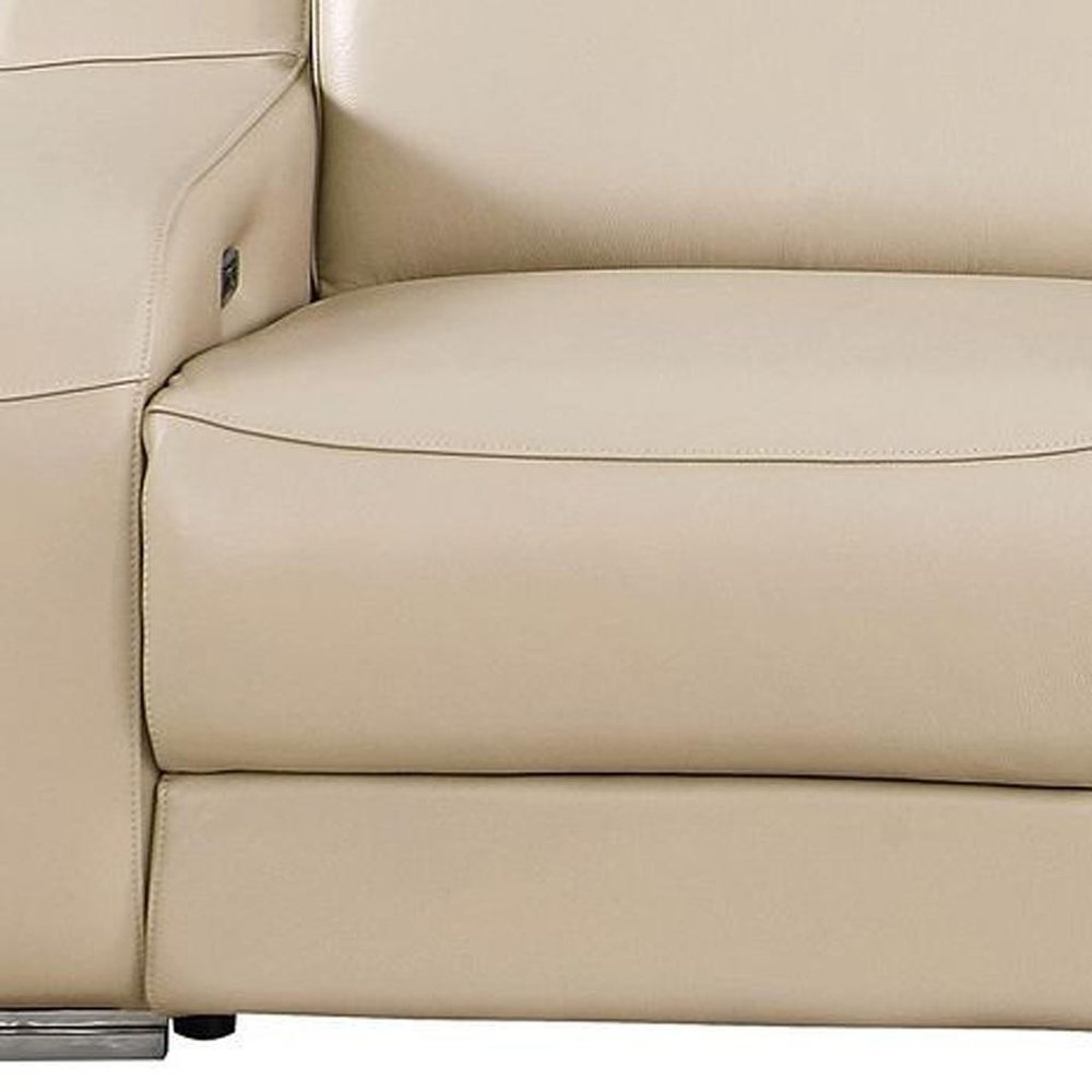 103" Light Gray Italian Leather Reclining USB Sofa