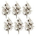 Set of Six 12" Silver And Brown Artificial Pine
