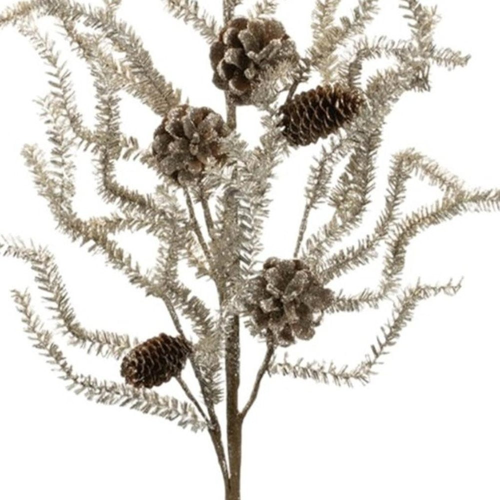 Set of Six 12" Silver And Brown Artificial Pine