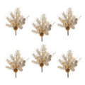 Set of Six 13" Silver Gold And Champagne Artificial Pine