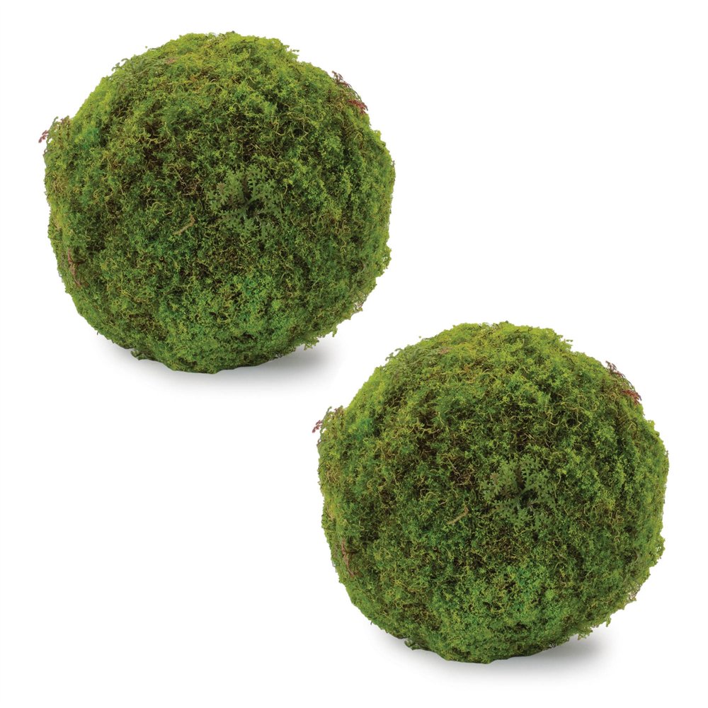 Set of Two 7" Green And Brown Artificial Moss