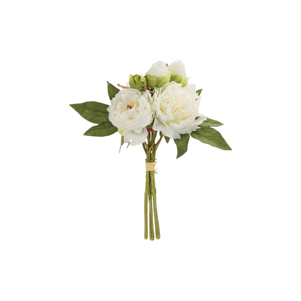 Set of Two 14" White Ivory And Green Artificial Flowering