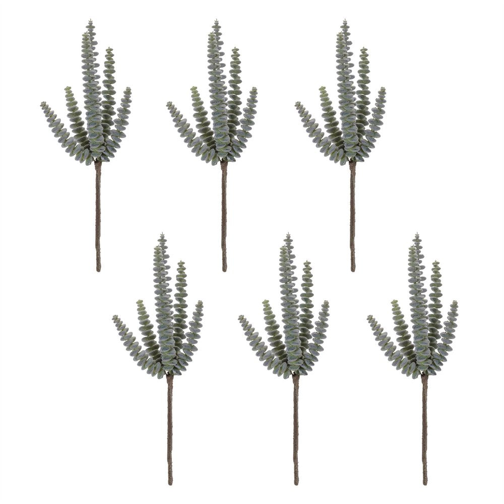 Set of Six 11" Green And Brown Artificial Succulent