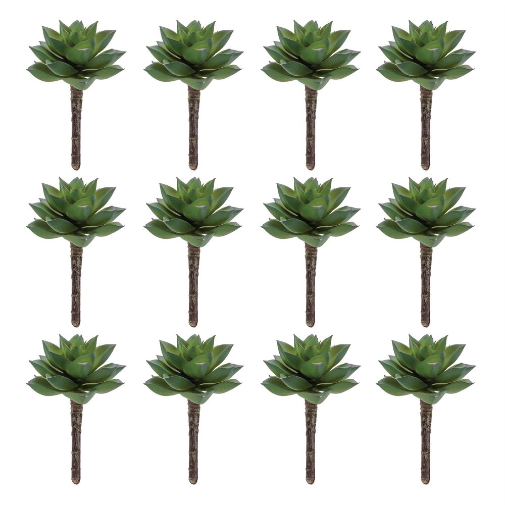 12 4" Green And Brown Artificial Succulent
