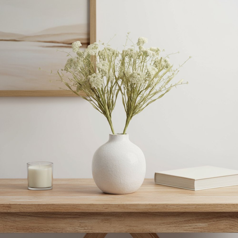 Set of two 18" White Artificial Plant in a No
