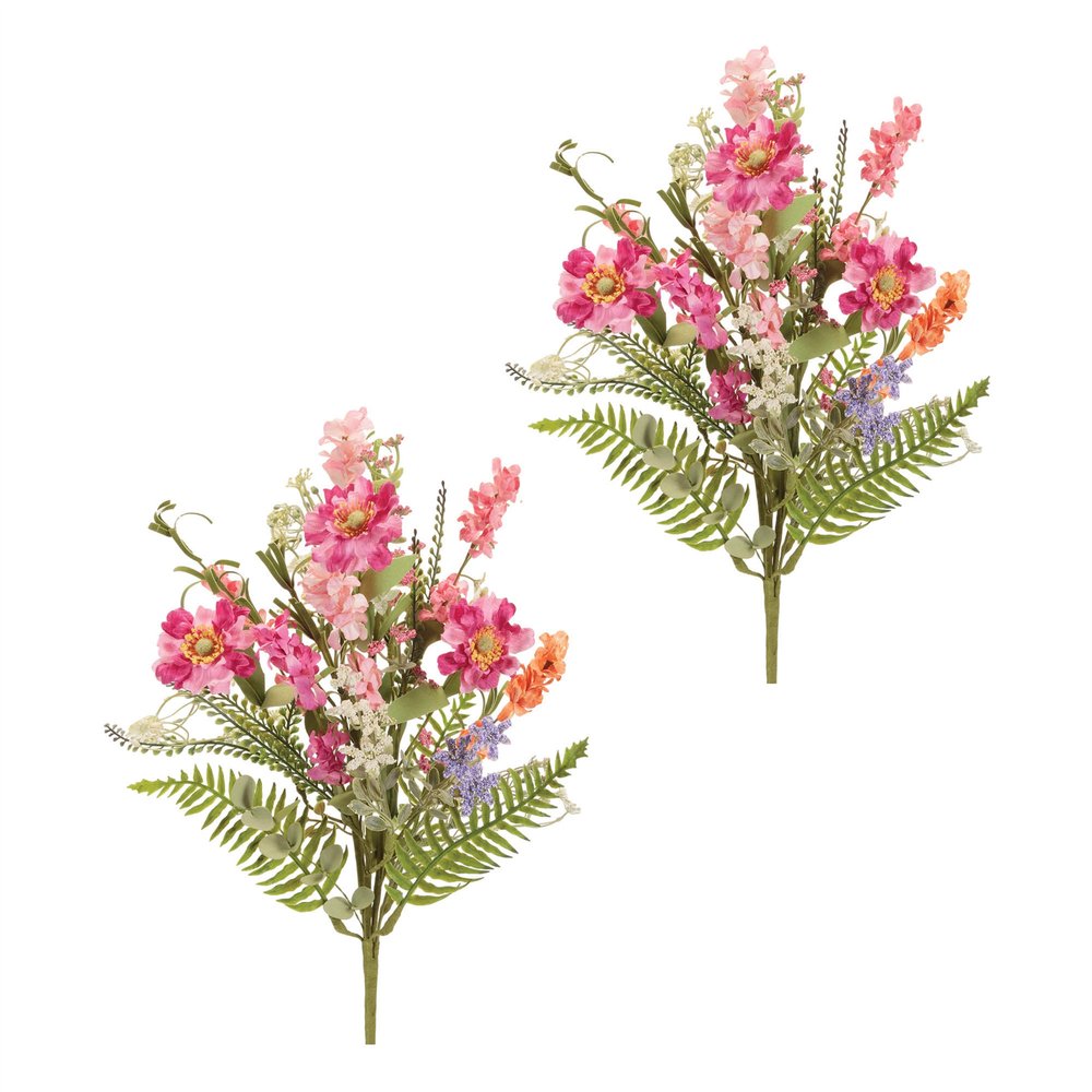 Set of two 5" Pink Blush And Green Flowering Artificial Plant