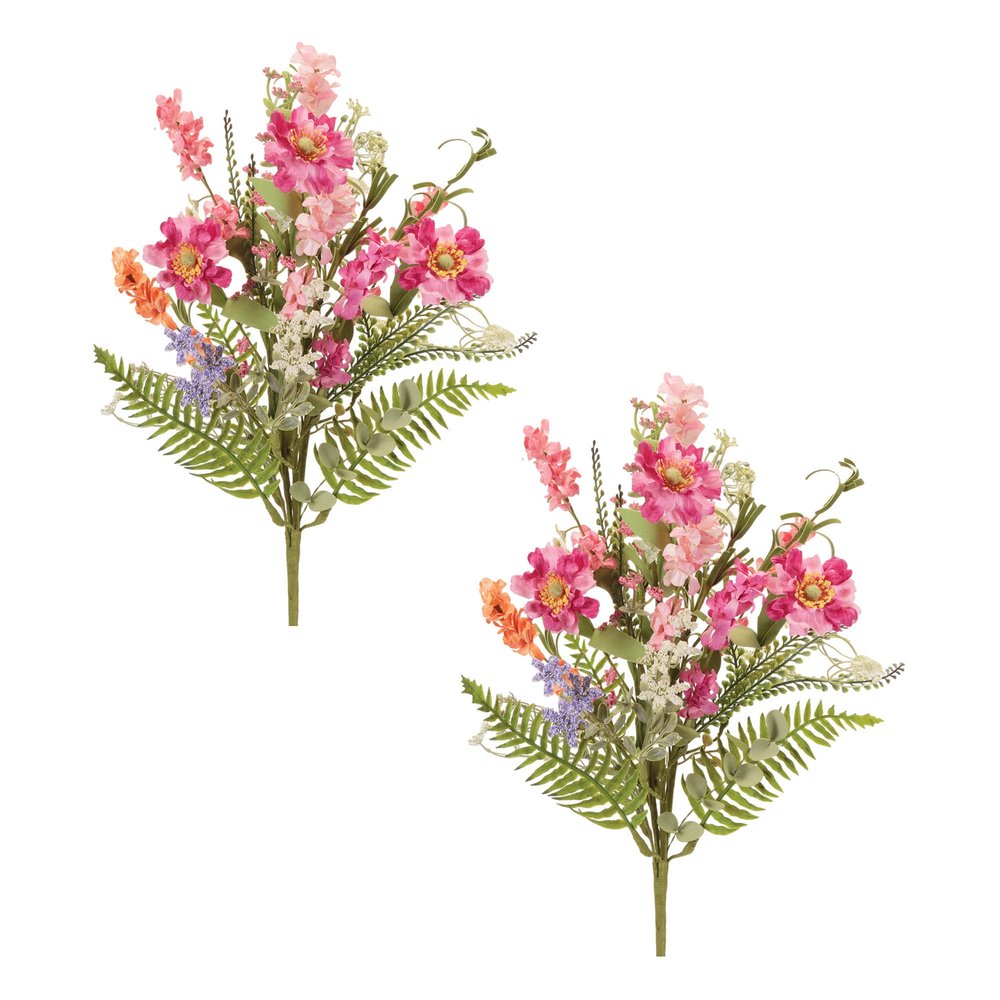 Set of two 5" Pink Blush And Green Flowering Artificial Plant